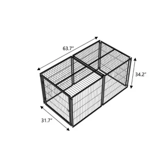 63" Long Dog Cage Big, Dog House Outdoor For Medium Dogs, Pet House Dogs Made Of Metal Wire, Dog House With PVC Top Plate-Cuddlewood image {3}