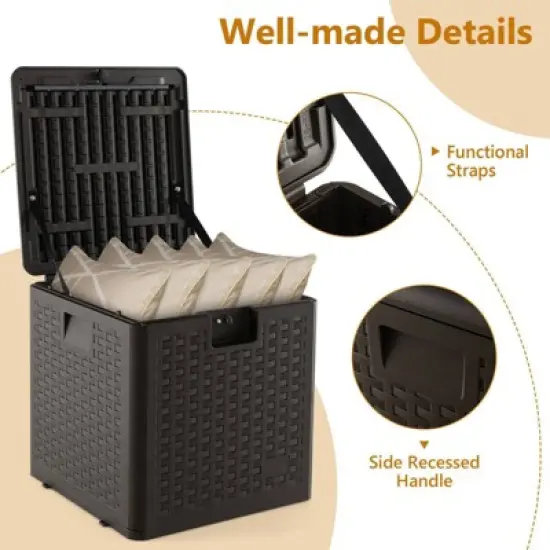 WELLFOR 31gal HDPE Storage Container with Lockable Lid Brown image {6}