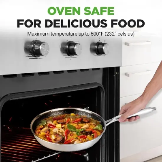 NutriChef 7-Piece Triply Stainless Steel Cookware Set with Nonstick Coating - Stir Fry Pans and Wok image {3}