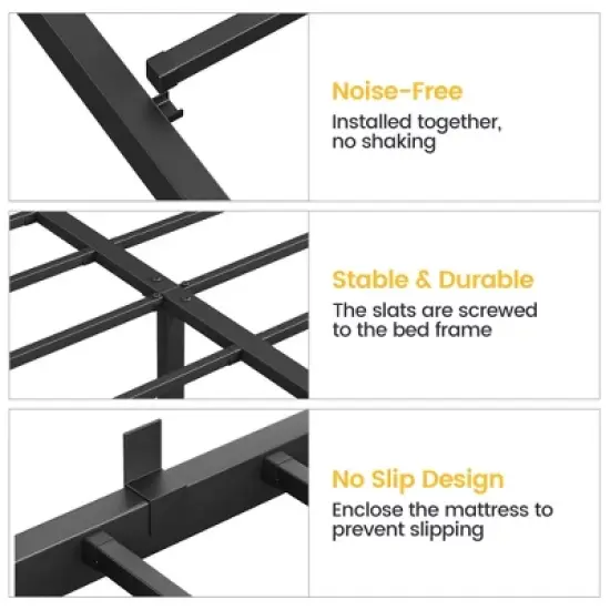 Garvee 14 Inch Twin/Full/Queen Bed Frame with Storage,Metal Platform Twin Bed Frame No Box Spring Needed Steel Slat Support Easy Assembly image {3}