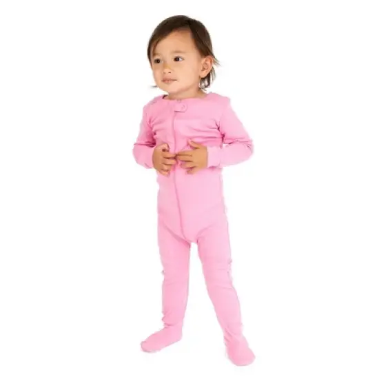 Leveret Toddler Footed Cotton Solid Classic Color Pajamas image {9}