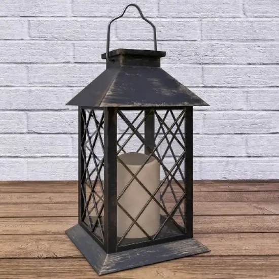 Hastings Home Solar Powered LED Lantern - Antique Bronze image {4}