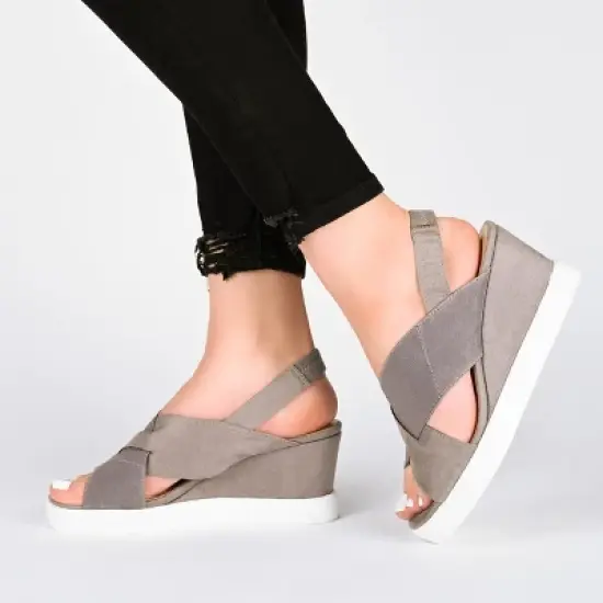 Journee Collection Womens Ronnie Wedge Heel Slip On Sandals image {8}