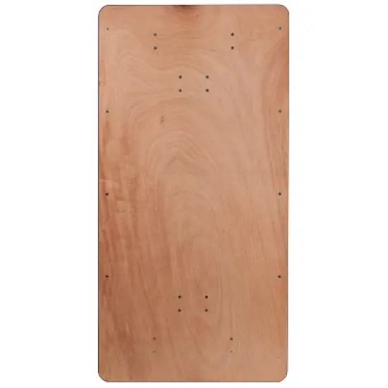 Emma and Oliver 6-Foot Rectangular Wood Folding Banquet Table with Clear Coated Finished Top image {7}