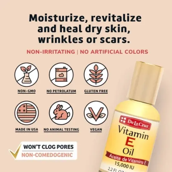 De La Cruz Vitamin E Oil - 2.2 fl oz image {2}
