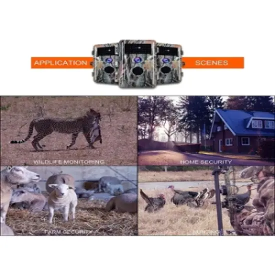 BlazeVideo 2-Pack 24MP 1296P Outdoor Waterproof Night Vision Trail, Game, Photo and Video Cameras with No Glow, Motion Activated for Wildlife Hunting image {3}