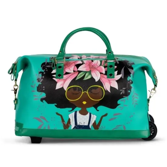 Pardon My Fro | Lily Jade Roller Bag, TEAL image {4}
