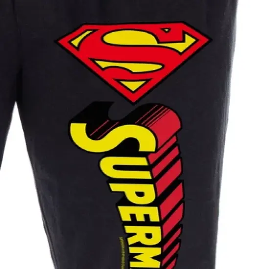 DC Comics Men's Classic Superman S Symbol And Script Loungewear Pajama Pants Black image {2}
