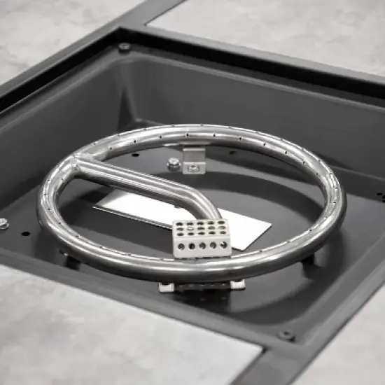 Greemotion 3pc Arosa Outdoor Counter Height Patio Firepit Sets with Swivel Chairs Gray: Ceramic Tile Top, UV & Rust-Resistant image {6}