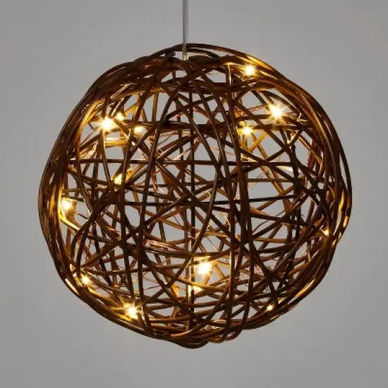 Battery Operated Brown Faux Rattan Sphere Fairy String Lights Warm White with Brown Wire - Wondershop&trade;  image {4}