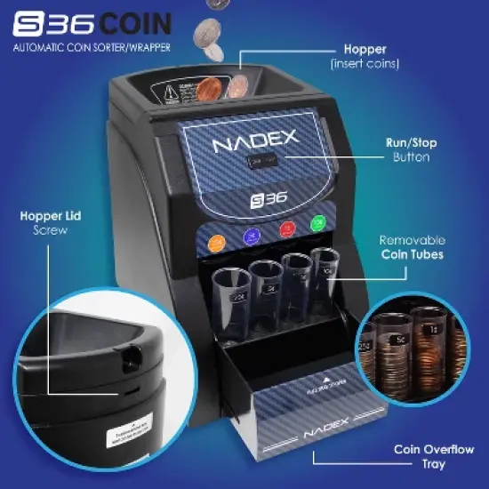 Nadex Coins&trade; Automatic Coin Sorter, S36 in Black image {4}