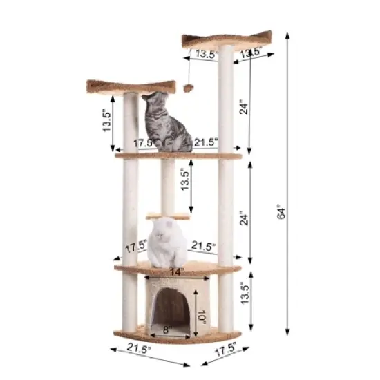 Armarkat Ultra Thick Faux Fur Real Wood Cat Scratching Furniture For Cats Play Chocolate A6402 image {6}