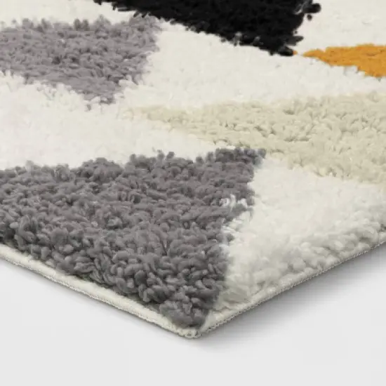 4'x5'6" Triangles Shag Kids' Rug Black/Cream - Pillowfort&trade; image {2}