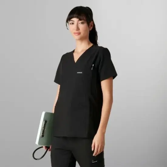Members Only Siena V-Neck Scrub Top for Women With Double Chest And Waist Pockets image {2}