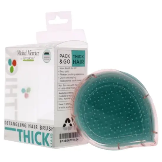Michel Mercier Pack and Go Detangler - Innovative Mini Scalp Massager for Less Breakage - No Pain Hair Brush - Thick Hair - Turquoise-Pink - 1 pc image {3}