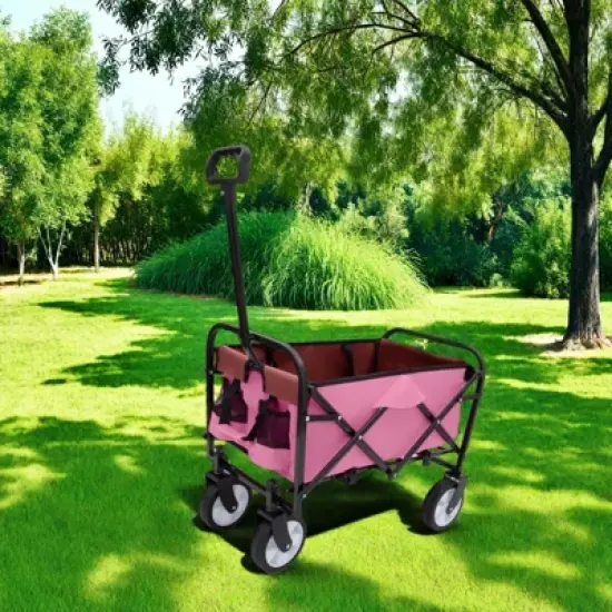 RISOKEYS Foldable Utility Wagon Cart with Wheels and Strapping System,Collapsible Design for Easy Storage,for Shopping,Beach,Camping image {19}