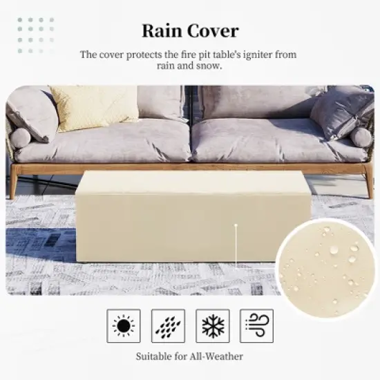 UPHA 42"  Outdoor Propane Fire Pit Coffee Table, Rectangular Patio Heater w 50,000 BTU Stainless Steel Burner, Tank Table and Rain Cover image {8}