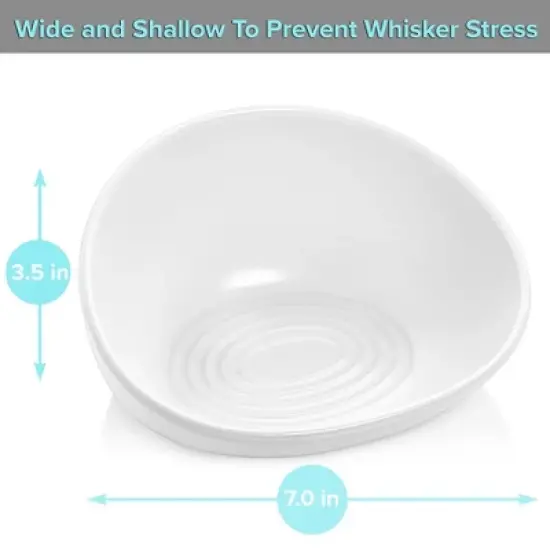 CatGuru Ceramic Cat Food Bowl, High-Low, White image {2}