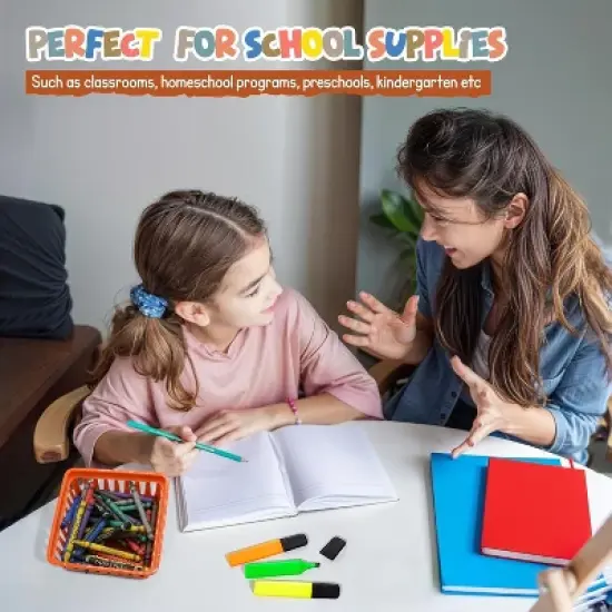 4E's Novelty 12 Pack Small Baskets for Classroom, Vibrant Boho Classroom Basket, Durable Class Accessories Baskets, Boho Colorful Bins for Classrooms image {6}