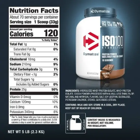 Dymatize 100% Whey Isolate Protein Powder - Fudge Brownie image {3}