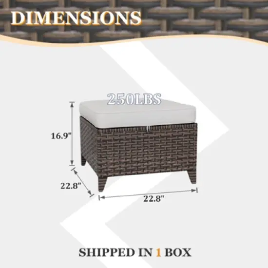 EAGLE PEAK Ocean Vista 2 Piece Wicker Patio Ottoman Set, Variated Wicker Multipurpose Square Ottomans image {2}