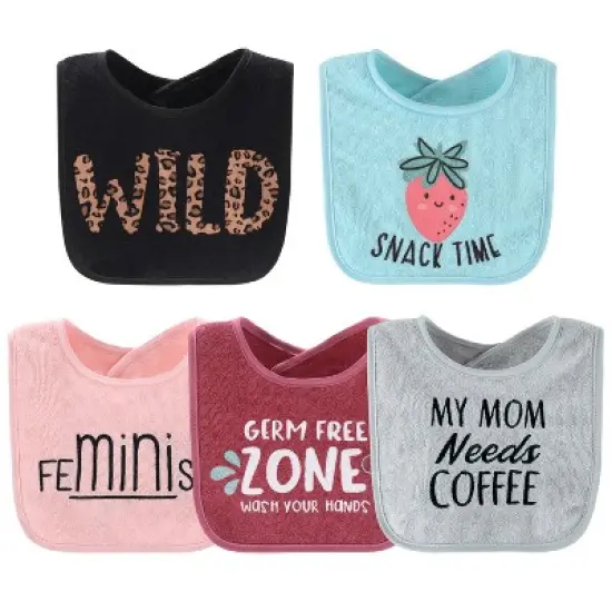 The Peanutshell Wild Child 10-Pack Terry Bibs in Blush, Mauve and Teal image {1}