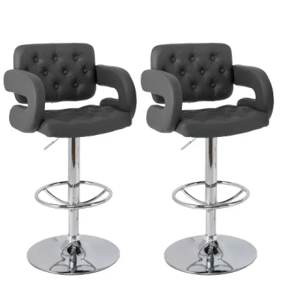 Set of 2 Adjustable Counter Height Barstools with Armrests - CorLiving image {9}