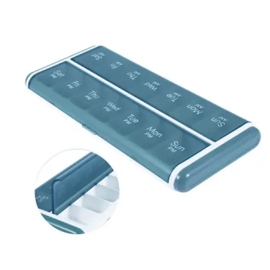 Unique Bargains 14 Grids Double Row Pill Case 1 Pc image {2}