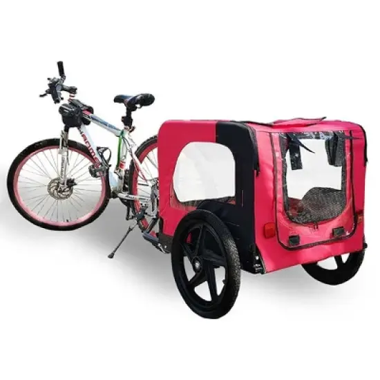Foldable Dog Bike Trailers, Pet Bike Trailer With 16 Inch Wheels, Safety Reflectors And Flag, Internal Leash, Waterproof Mesh Dog Bike Trailer image {13}