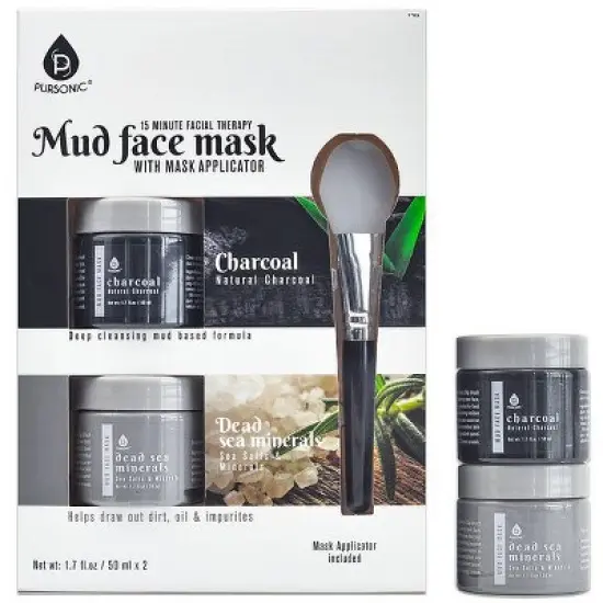 Pursonic 2 Pack Facial Therapy Mud Face Mask with Mask Applicator image {4}