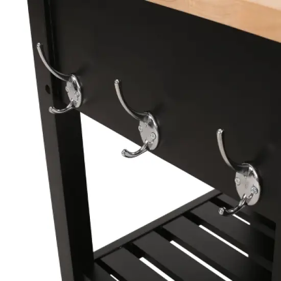 Byway Contemporary Kitchen Cart with Wheels Black/Natural - Christopher Knight Home image {8}