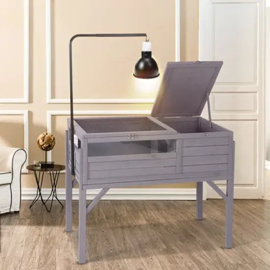 Aivituvin Wooden Tortoise House | Large Turtle Habitat with Legs-AIR70 image {1}