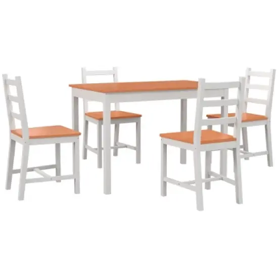 HOMCOM 5 Piece Dining Room Table Set, Wooden Kitchen Table and Chairs for Dinette, Breakfast Nook image {6}