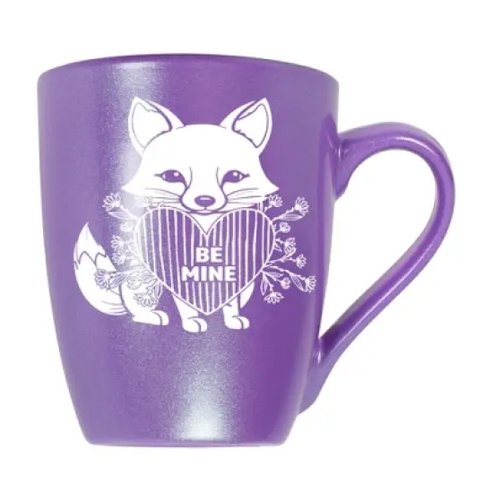 Elanze Designs Romantic Valentines Coffee Cup Mug 10 Ounce Ceramic With Shimmery Metallic Finish Be Mine Floral Fox Passion Purple image {5}