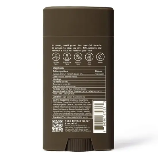 Papatui Men's 48-Hour Protection Sweat & Odor Control Solid Antiperspirant Deodorant - Cedar Sport - 2.6oz image {9}