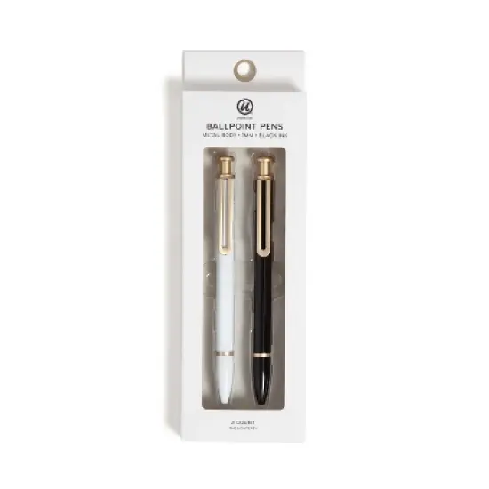 U Brands 2ct Monterey Ballpoint Ink Pens White and Black image {2}