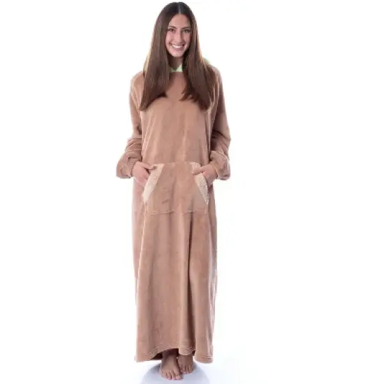 Star Wars The Mandalorian Baby Yoda Costume Adult Wearable Blanket Pullover Robe Brown image {3}