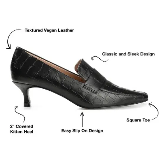 Journee Collection Womens Celina Kitten Heel Loafer Square Toe Pumps image {7}