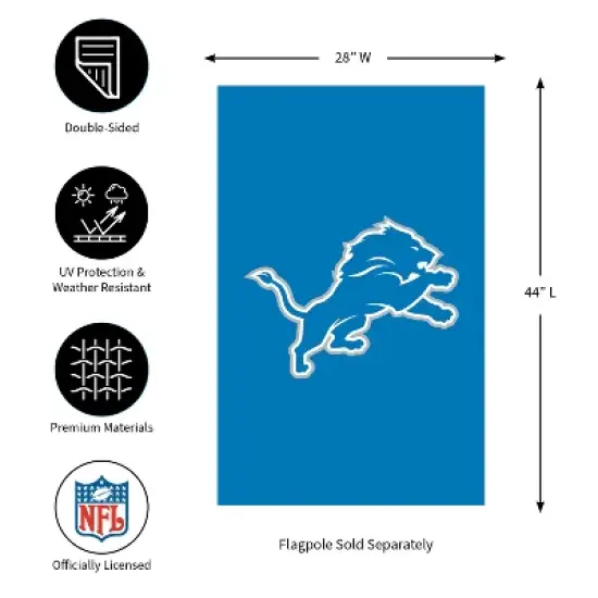 Evergreen NFL Detroit Lions Applique House Flag 28 x 44 Inches Outdoor Decor for Homes and Gardens image {6}