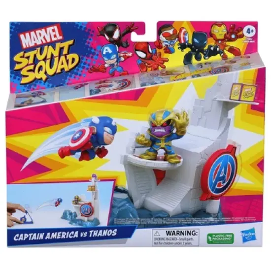 Marvel Stunt Squad Captain America vs Thanos Tower Smash Playset image {1}