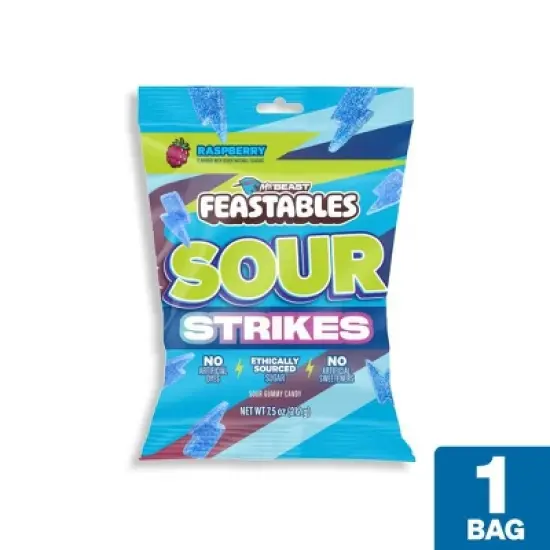 Feastables Sour Strikes Gummy Candies - Blue Raspberry - 7.5oz image {6}