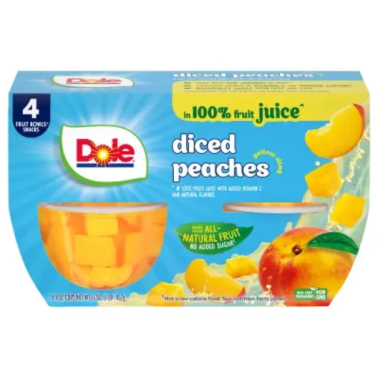 Dole Diced Peaches in Juice Fruit Cups - 16oz/4ct image {5}