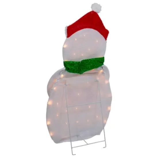 Northlight 32" Lighted 2D Chenille Snowman with Scarf Outdoor Christmas Decoration image {5}