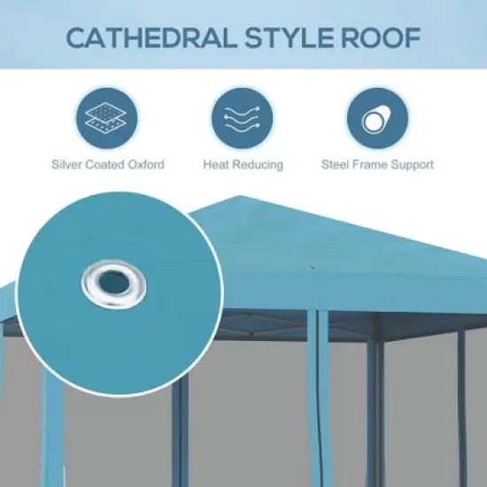 Resenkos Patio Garden Pergola, Pergola Canopy,10' x 10' Pop Up Canopy Tent with Netting, Screen House Room with Carry Bag,Light Blue image {5}