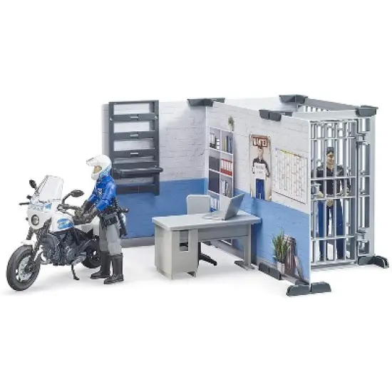 Bruder bworld Police Station Set with Police Motorcycle and Figure image {2}