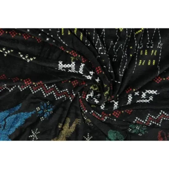 Harry Potter I'd Rather Stay At Hogwarts Holiday Plush Throw Blanket 46' x 60' image {2}
