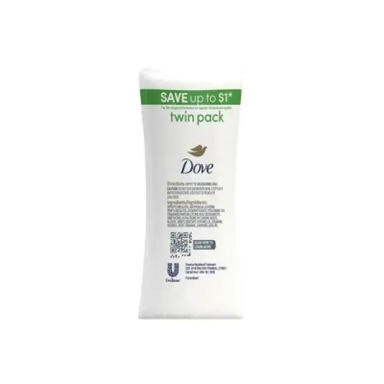 Dove Beauty Cucumber & Green Tea Solid Deodorant Stick Twin Pack - Aluminum-Free 2.6oz/2ct image {1}