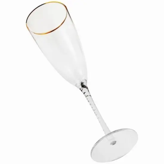 Berkware Luxurious Long Twisted Stem Champagne Flutes with 14k Gold Rim - 10.6oz image {9}