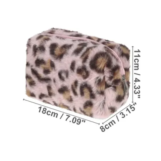 Unique Bargains Durable Leopard Print Makeup Bag Pink 1 Pc image {1}