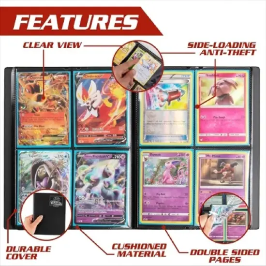 Trading Card Binder (4-Pocket) Matte Purple Album, w Side Loading Padded Pockets, Double Sided, Holds 160 Cards, For Sports, Gaming, Kpop, Gift image {2}